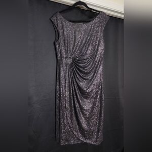 Black Sparkly Knee Length Cocktail Dress Size 14